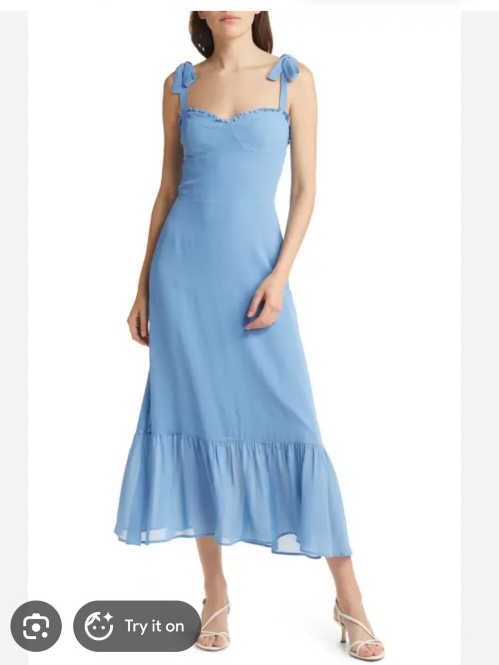 Reformation Sky Blue Tie-Shoulder Midi Dress